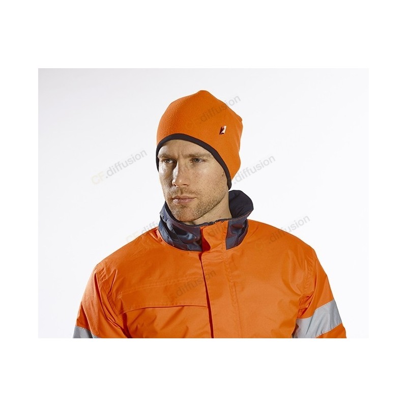 Bonnet polaire r versible coloris Orange fluo