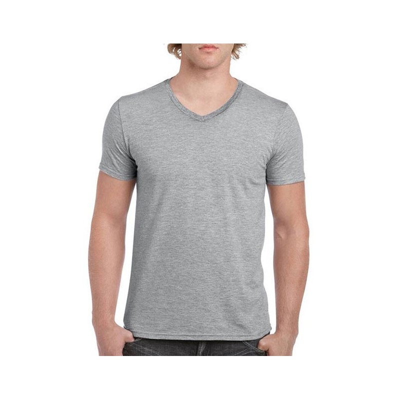 Tee-shirt manches courtes Gildan Gris. Vu de face