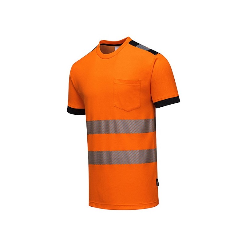 Tee shirt Portwest T181 Haute visibilité Orange fluo. Vu de face