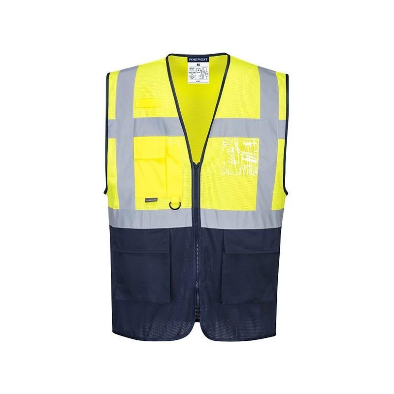 Gilet Portwest C377 HI-VIS MeshAir Haute visibilité Jaune fluo. Vu de face