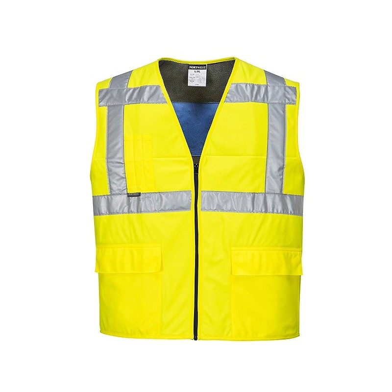 Gilet Portwest CV02 Haute visibilité, rafraichissant Jaune fluo. Jaune fluo