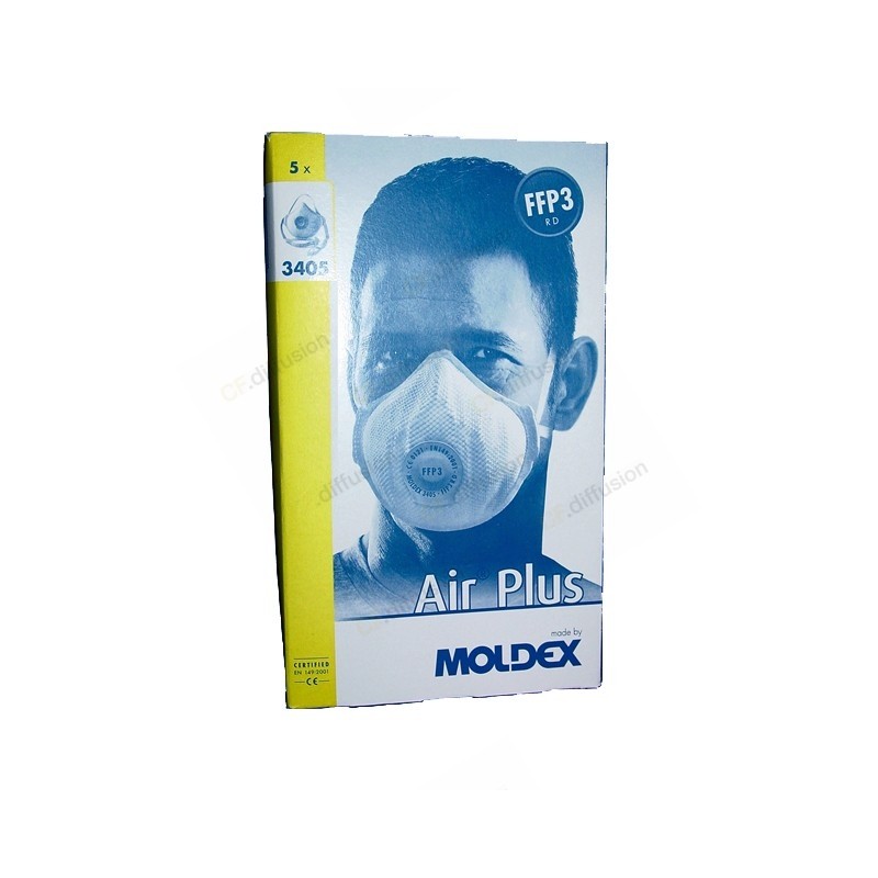 Masque jetable MOLDEX Série Air Plus 3405 FFP3 R D avec soupape - Boite de  5 masques