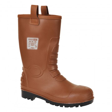 Botte de sécurité antiacides et imperméable S5 Portwest FW75 Bronze. Vu de profil