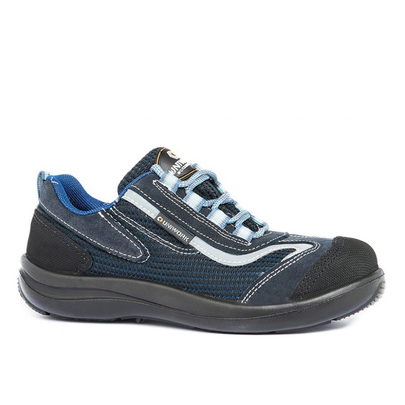 Chaussures de Sécurité basses pour Femme modèle "DARLING" normé S1P SRC coloris bleu & noir vue de coté