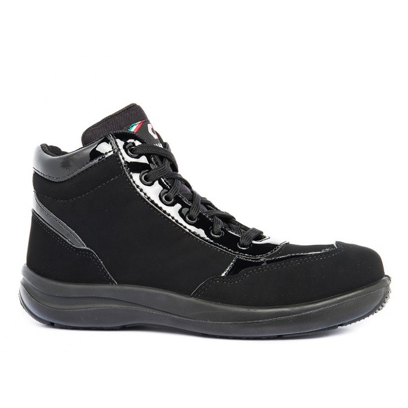 Chaussure de travail haute pour les femmes, S3 Uniwork MYSTIC Noir. Vu de côté