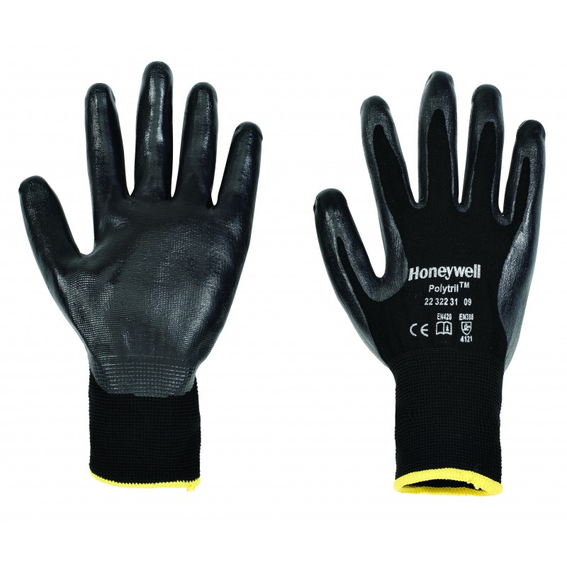 Gants manipulation fine en polyamide avec la paume en nitrile HONEYWELL POLYTRIL Noir