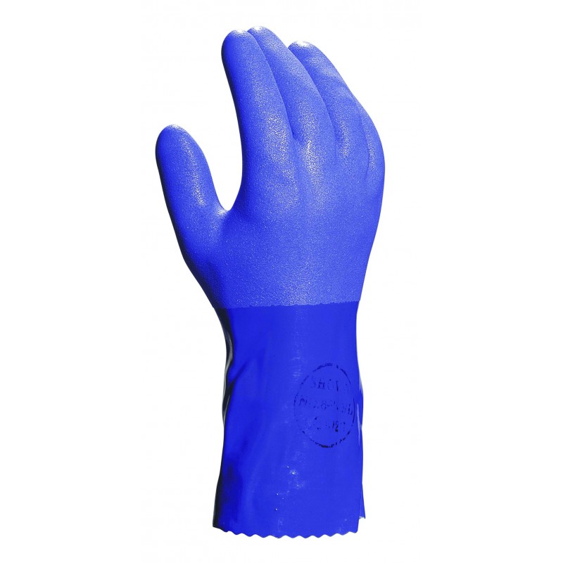 Gants PVC SHOWA PETRO 660  bleu finition rugueuse L. 30 cm  