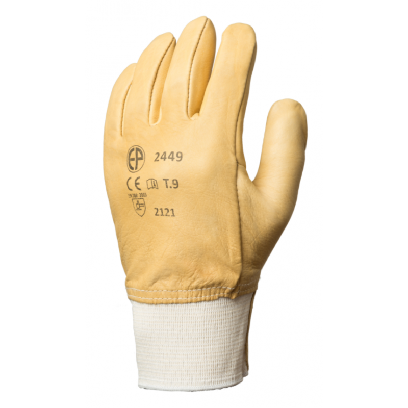 Gants en cuir tout fleur de vachette hydrofuge COVERGUARD MO2450 Beige. Vu dos de la main