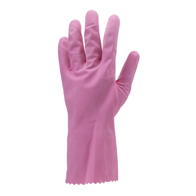 Gant de nettoyage en latex naturel COVERGUARD MO5020 Rose. Vu de derrière la main