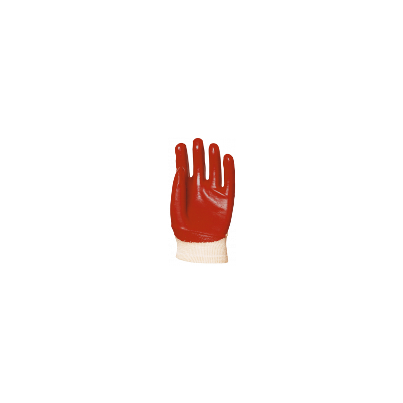 Gants enduction 3/4 PVC pour milieu humide COVERGUARD - MO3420 Rouge/blanc. Vu pomme de la main