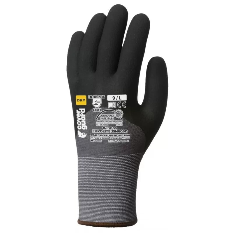 Gants enduits en nitrile pour travail de précision COVERGUARD 1NIDG Noir