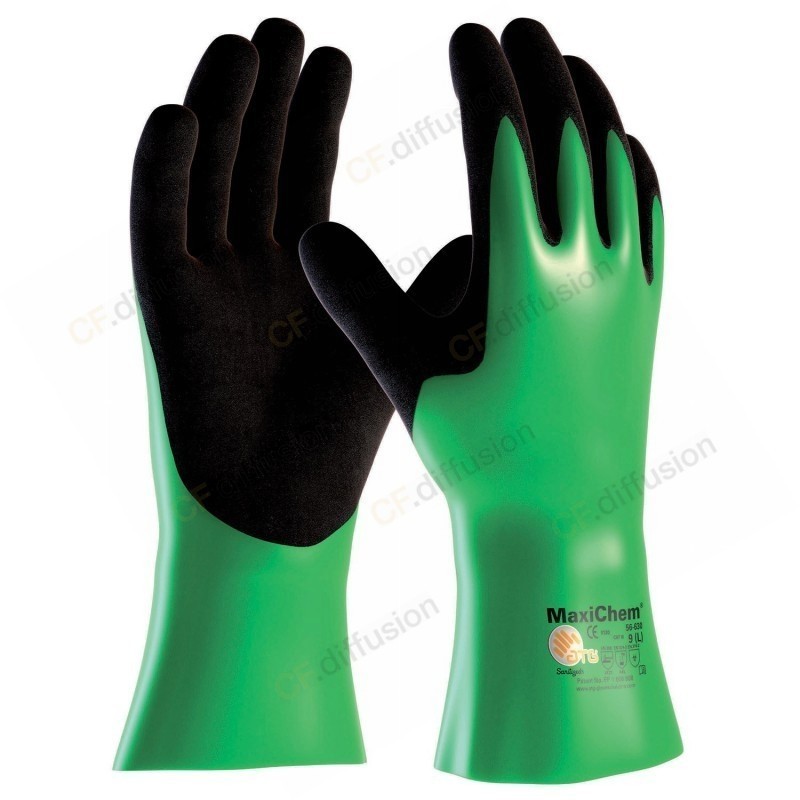 GANTS ENDUIT NITRILE ATG MAXICHEM® 56-635 VERTS - L35 CM  