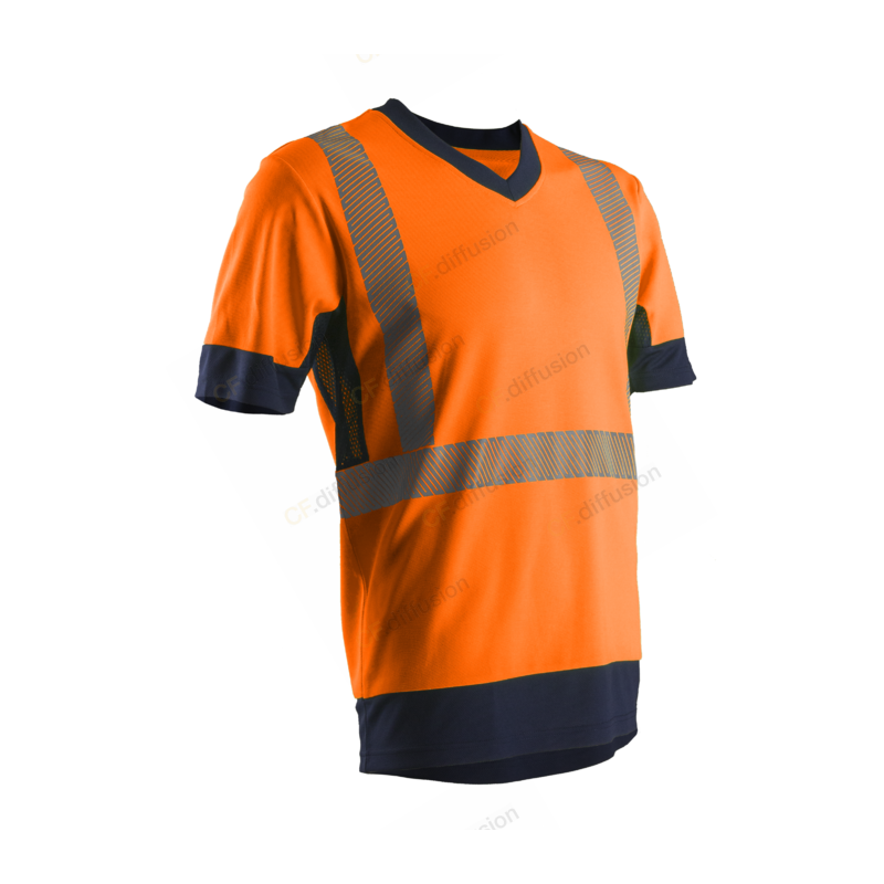 T-Shirt Haute visibilité Coverguard 7KOMY Orange fluo. Vu de face