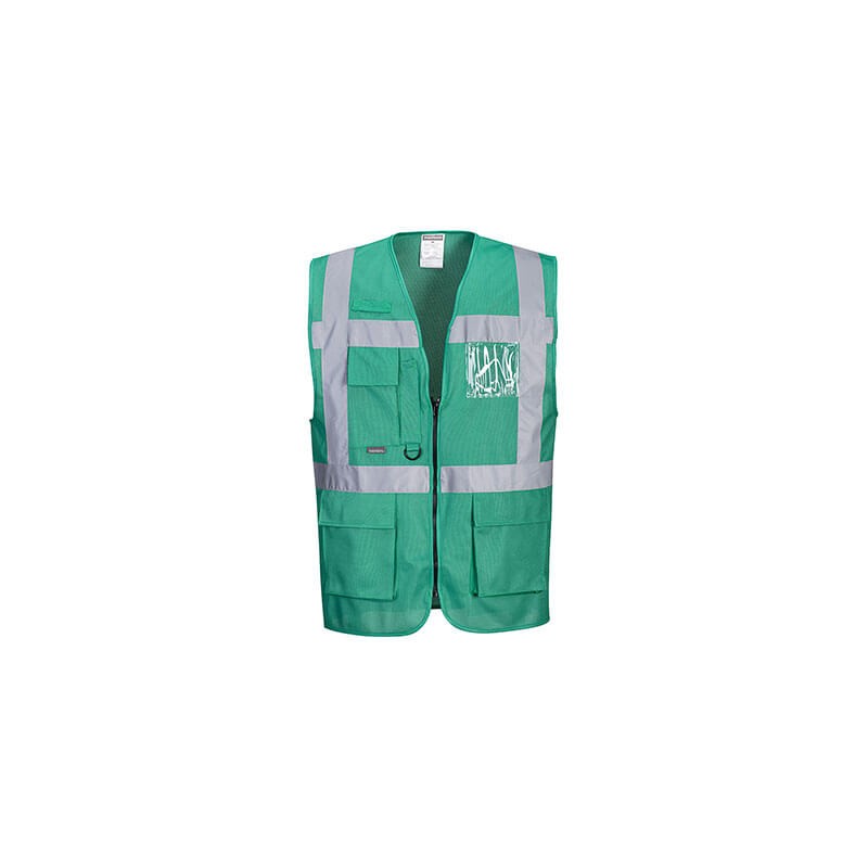 Gilet Haute visibilité Portwest F476 Vert. Vu de face