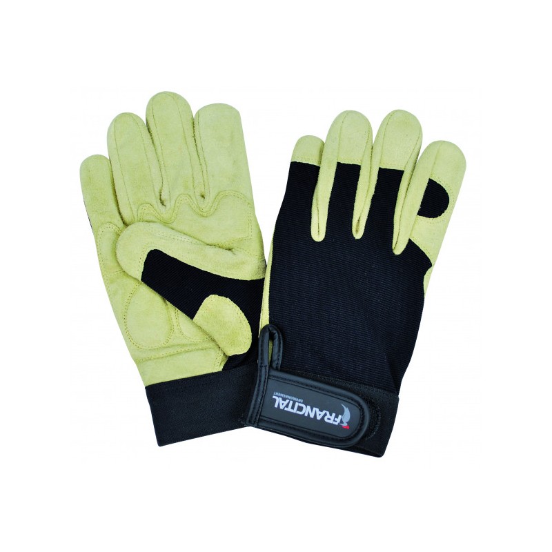Gants de bûcherons en cuir FRANCITAL GT009 Beige. Vu de face et de dos