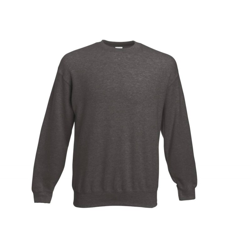 Sweat-shirt col rond Fruit Of The Loom Gris Chiné foncé. Vu de face