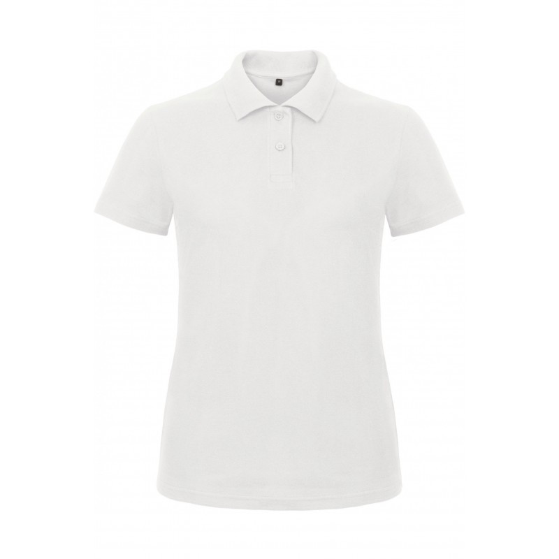 Polo femme manches courtes B&C Blanc. Vu de face