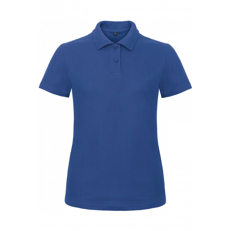 Polo femme manches courtes B&C Bleu royal. Vu de face