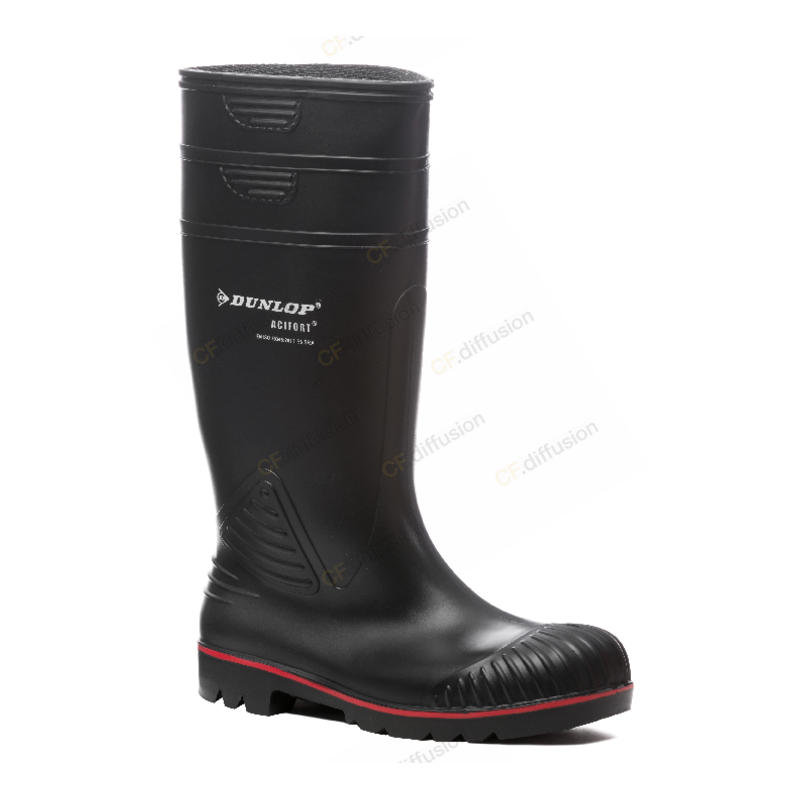 Botte de sécurité imperméable S5 SRA Dunlop ACIFORT SAFETY Noir. Vu de profil