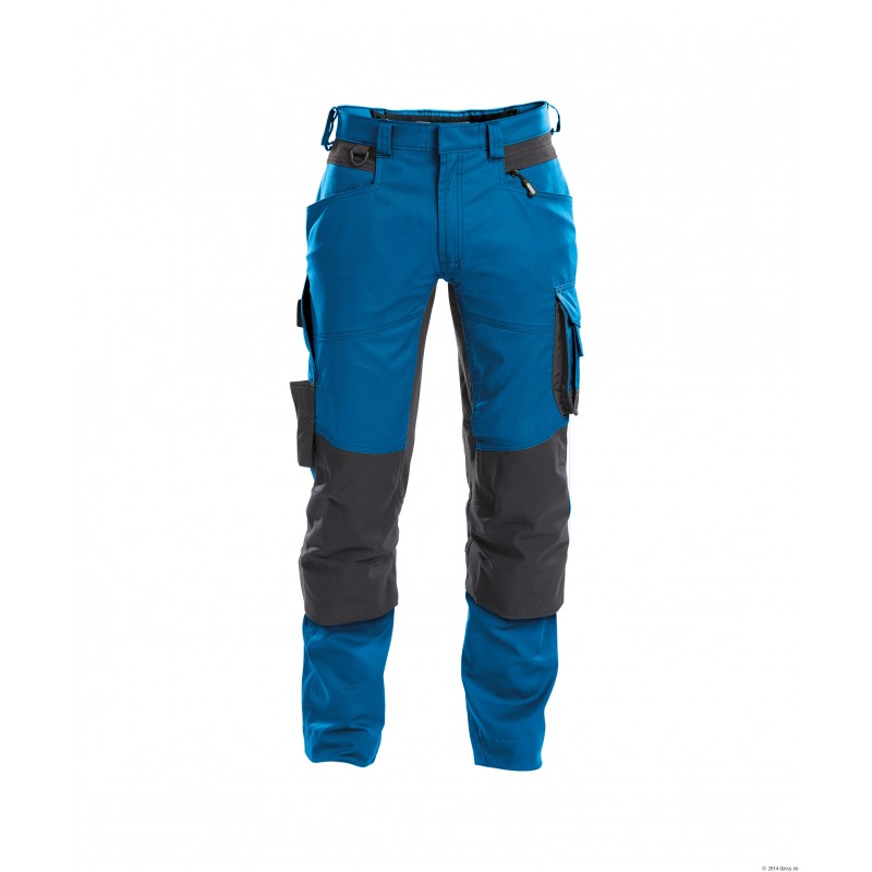 Pantalon de travail Dassy DYNAX Bleu / Gris. Vu de face