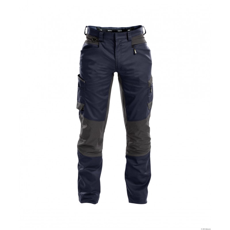 Pantalon de travail Dassy HELIX Bleu nuit / Gris anthracite. Vu de face