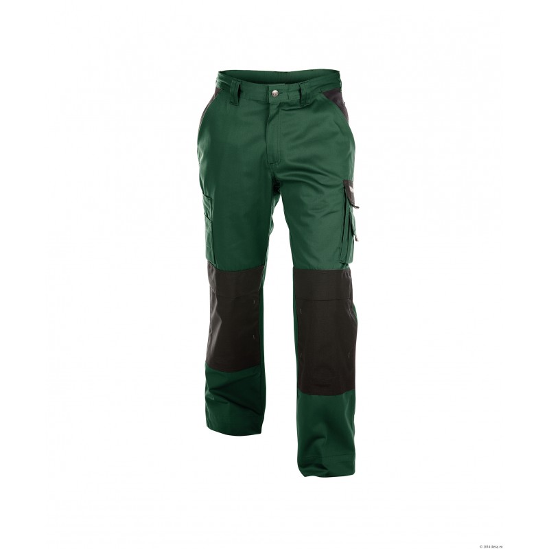 Pantalon de travail DASSY BOSTON 245 gr  coloris Vert bouteille / Noir. vu de face