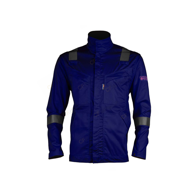 Veste ATEX + haute visibilité Coverguard 8MTHJN Marine. Vu de face