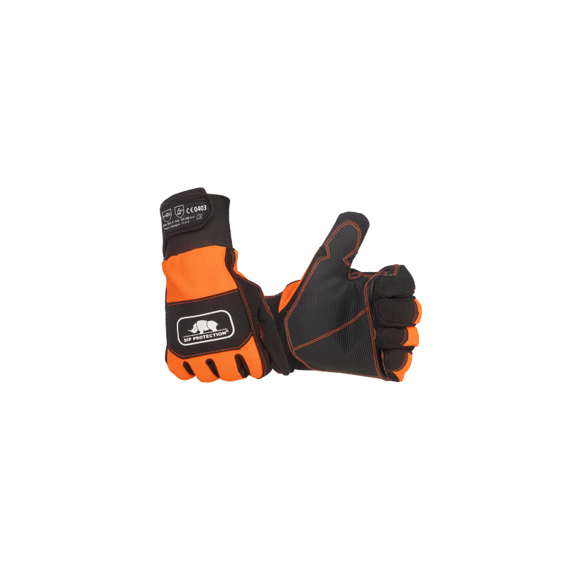 Gants anti coupure et antiglisse SIOEN FRANCE 2XD3C2VX6 Orange. Vu de dos et à l'intérieur