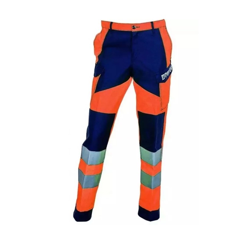 Pantalon multirisques Haute visibilité KIPLAY CWE8077930 Orange fluo/marine. Vu de face