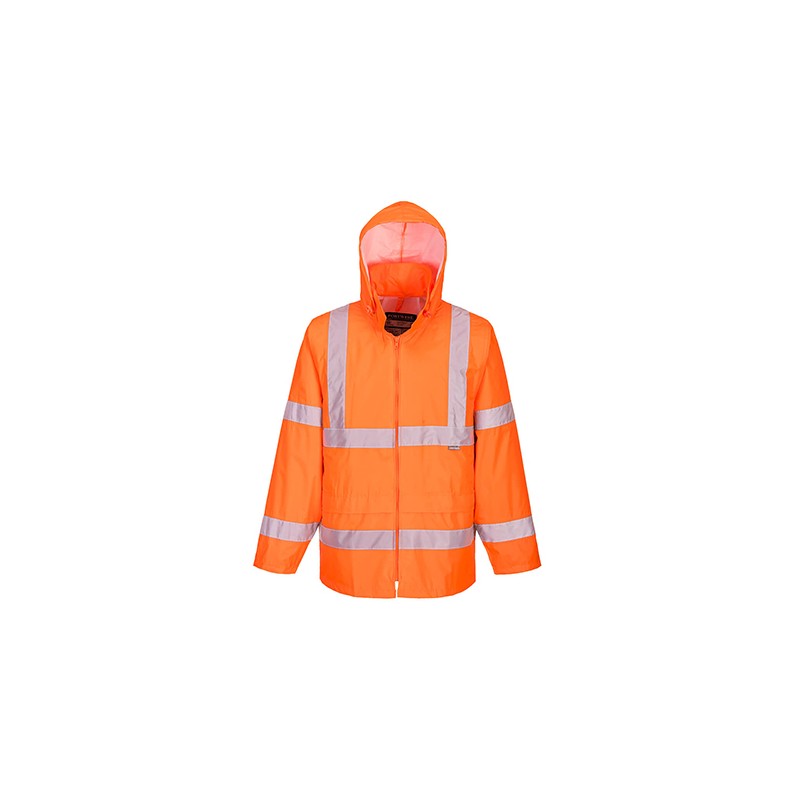 Veste Portwest H440 HI-VIS imperméable Haute Visibilité Orange Fluo. Vu de face