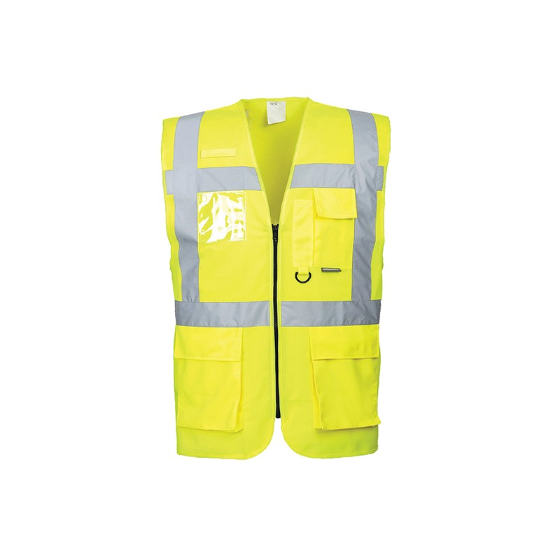 Gilet avec porte-badge et boucle radio Portwest S476 Haute Visibilité Jaune fluo