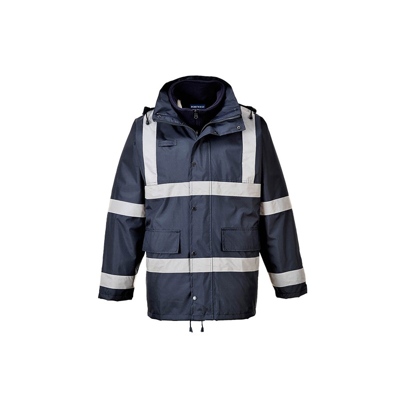 Parka 3EN1 imperméable, bandes réfléchissantes Portwest S431 IONA TRAFFIC Marine - Vu de face