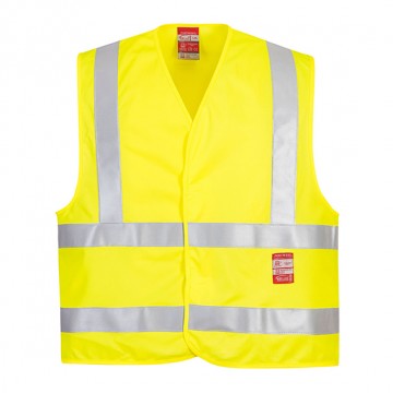 Gilet de signalisation Portwest FR75 Haute visibilité anti feu Jaune fluo. Vu de face