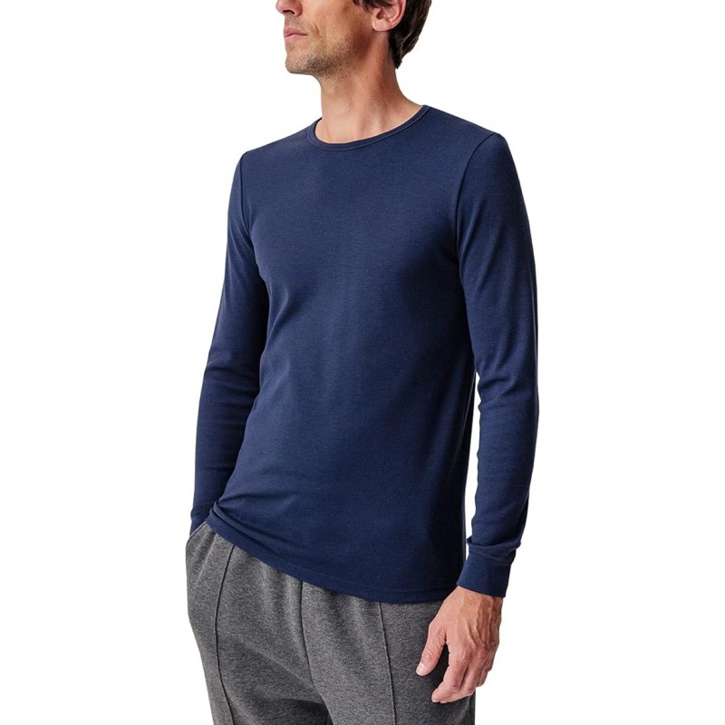 Tee-shirt manches homme longues DAMART 12301 Marine. Vu de face