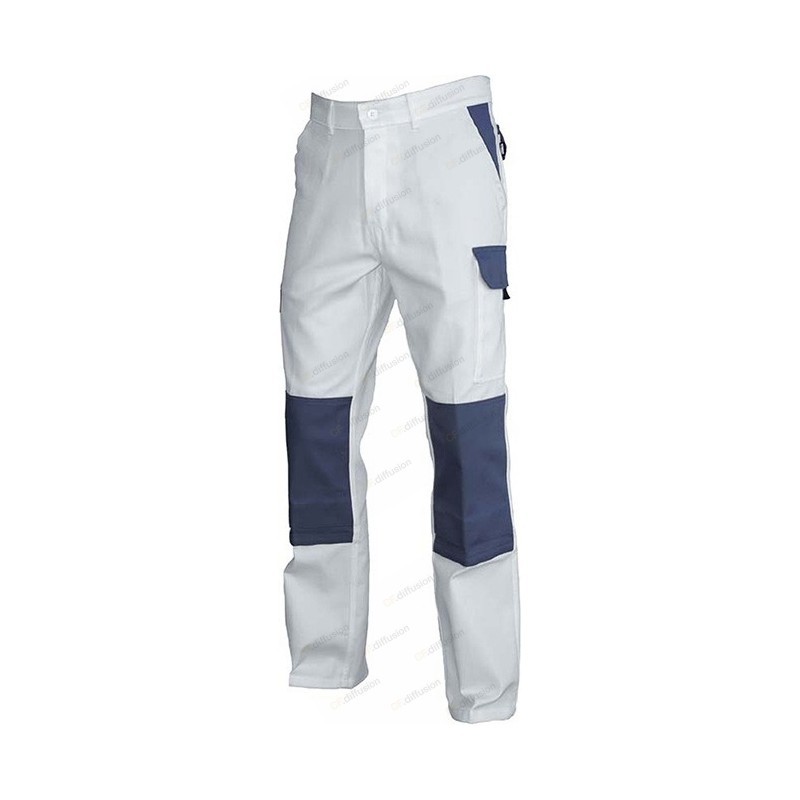 Pantalon pour les peintres PBV 01TYCBG2 Blanc / Gris. Vu de face