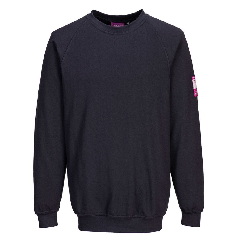 Sweatshirt anti-feu et antistatique Portwest FR12 Marine. Vu de face