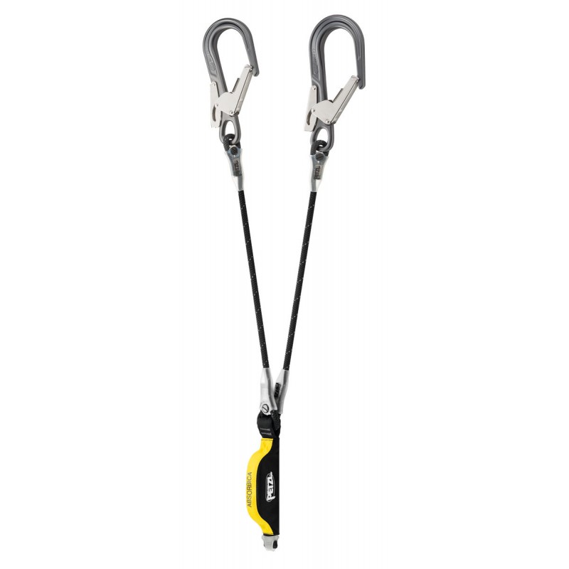 Longe 80cm double avec absorbeur d'énergie compact Petzl ABSORBICA Y MGO Noir. Vu de face