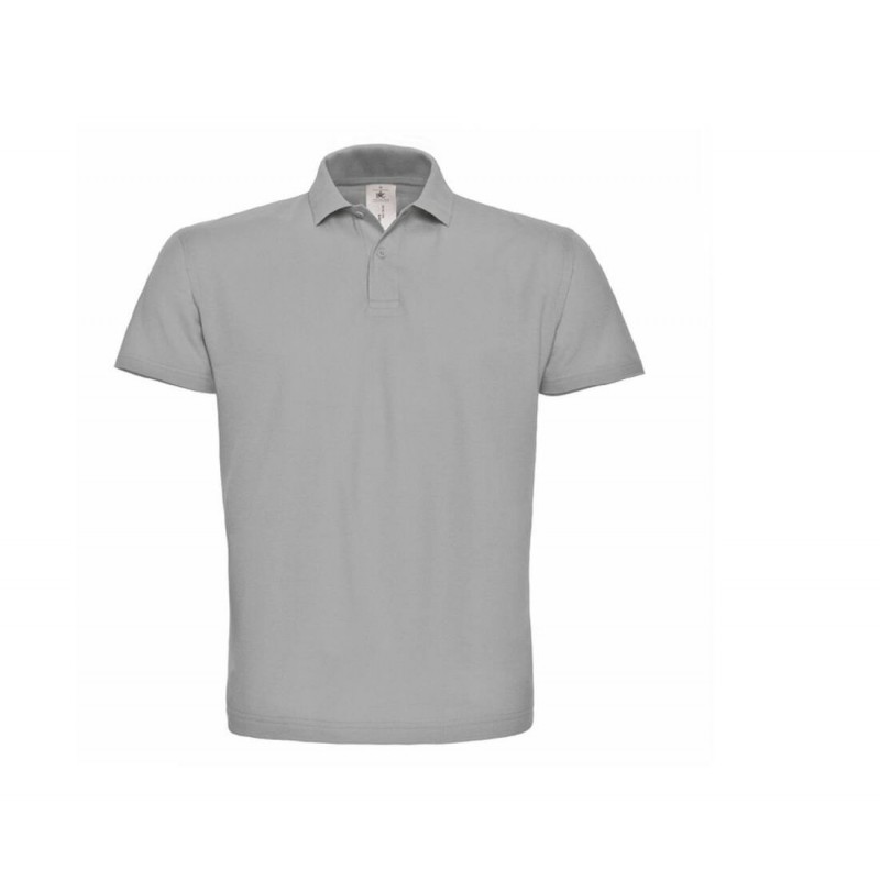 Polo homme manches courtes B&C Gris. Vu de face