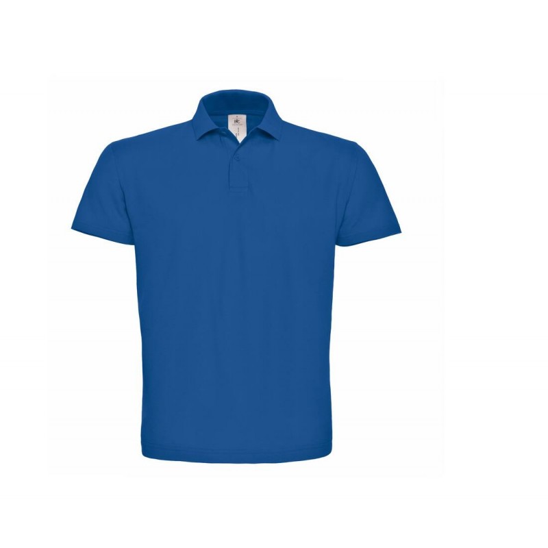 Polo homme manches courtes B&C Bleu Royal. Vu de face