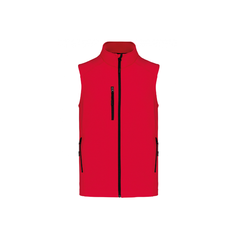 Bodywarmer en Softshell imperméable TOP TEX K403 Rouge. Vu de face