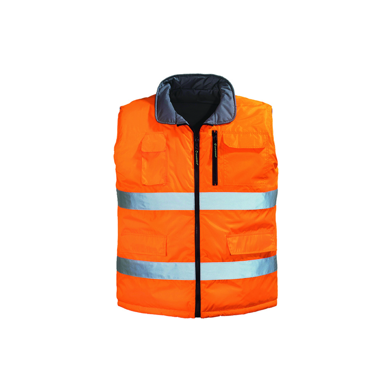 Gilet haute visibilité réversible Coverguard 7HWGO Orange fluo.Vu de face