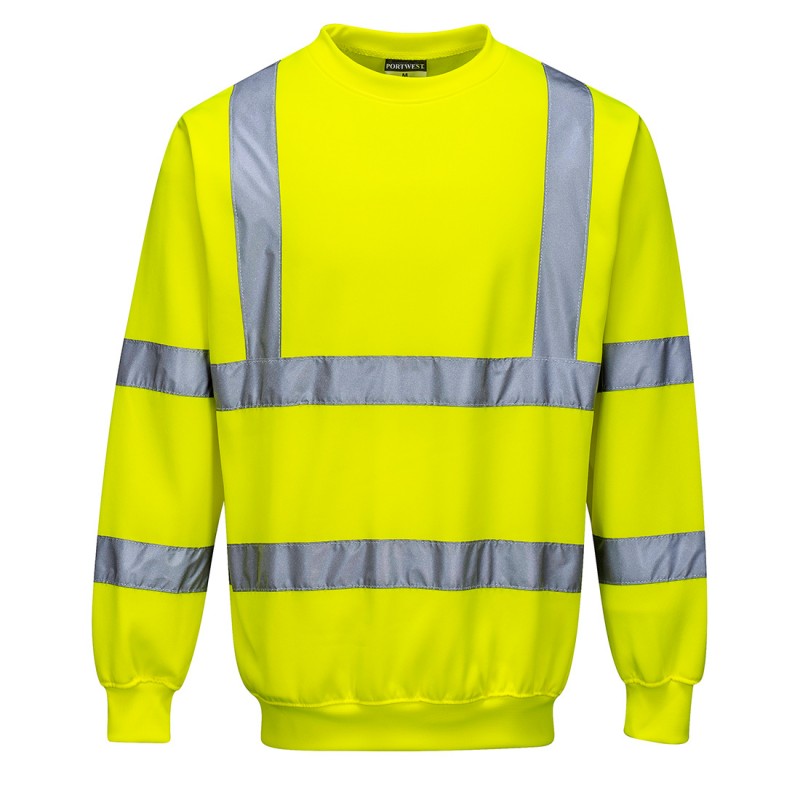 Sweatshirt Portwest B303 Haute Visibilité Jaune fluo. Vu de face