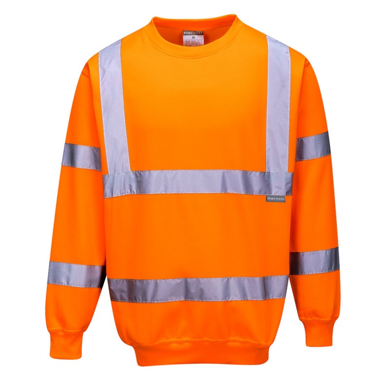 Sweatshirt Portwest B303 Haute Visibilité Orange Fluo. Vu de face