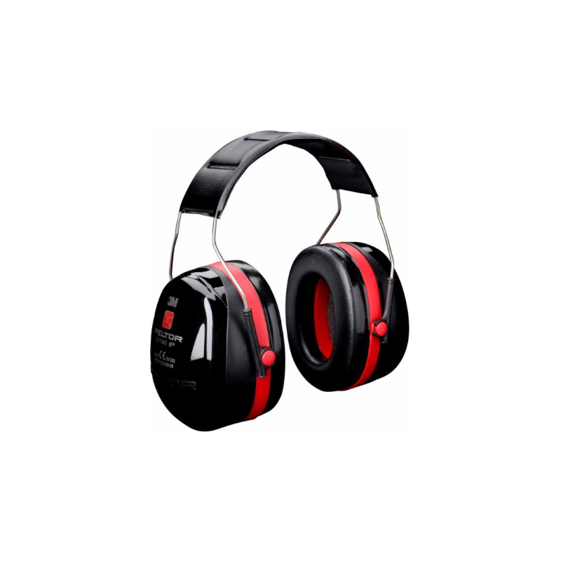 Casque anti-bruit qui limite la chaleur et l'humidité 3M H54001 Noir/Rouge. Vu de profil