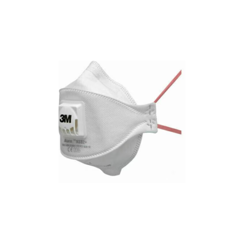 Masque pliable 3M 9332 AURA FFP3 NR D avec soupape Cool Flow Boite de 10. Vu de profil