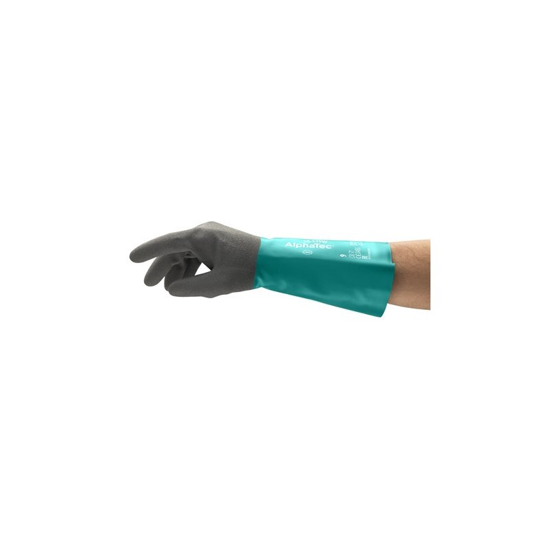 Gants de protection chimique avec manchette en nitrile ANSELL - ALPHATEC 58535 Vert