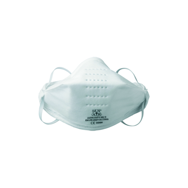 Masque de protection FFP2 pliable COVERGUARD MO23200 Blanc. Vu de face