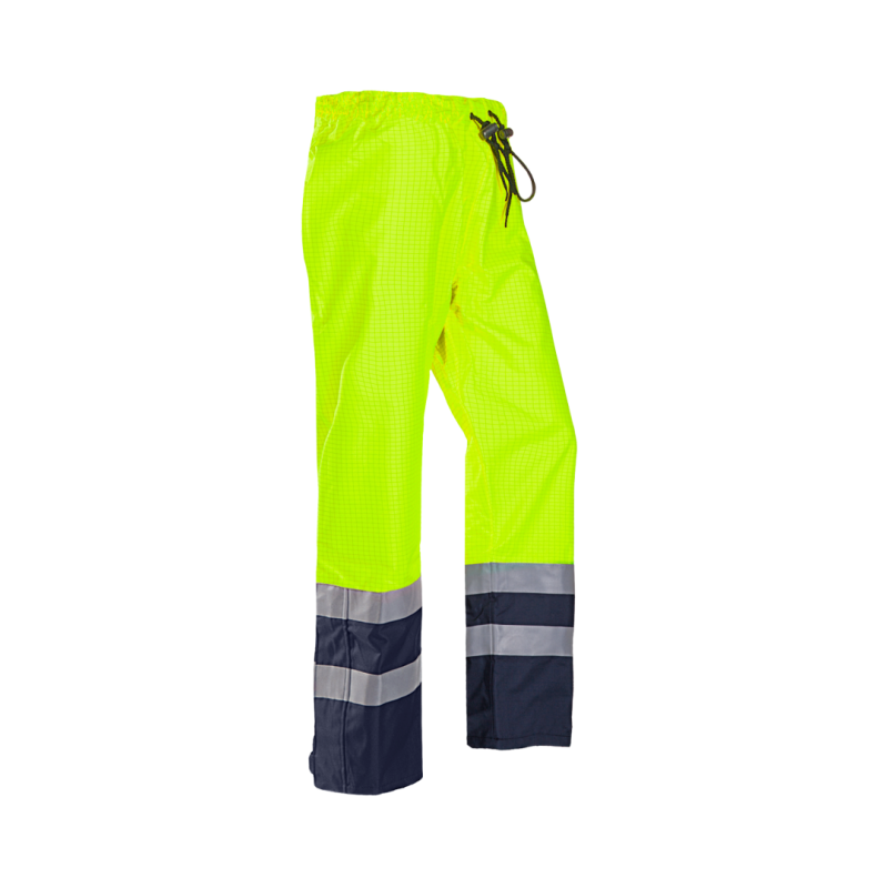 Pantalon de pluie Atex haute visibilité SIOEN 5729N3EF7 Jaune fluo/Marine. Vu de face