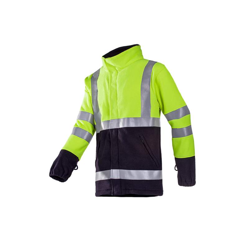 Veste polaire, haute visibilité, antistatique SIOEN 9896N3TF7 Jaune fluo/Marine. Vu de profil