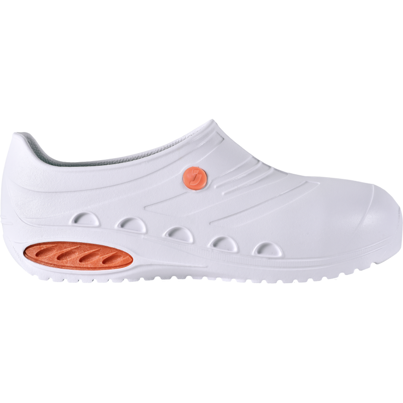 Sabot de sécurité coqué SRC ESD Safety Jogger OXYSAFE Blanc. Vu de côté